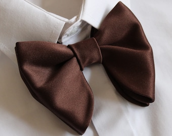 Papillon oversize in raso marrone: papillon color cioccolato per lo sposo