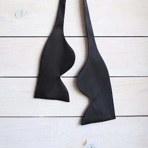 Black Oversized Self Bow Tie / Black Oversized Butterfly Bow Tie / Black Satin Big Bow Tie / Groomsmen Bow Ties / Wedding Bow Tie