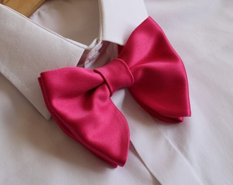 Papillon in raso rosa fucsia: papillon da sposo oversize con farfalla