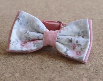 Pink floral bow tie, wedding bow tie, groomsmen bow tie, roses bowtie