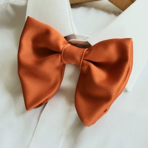 Butterfly Burnt Orange Bow Tie, Wedding Mens Bow Ties, Burnt Orange Bow Tie, Burnt Orange Oversized Bow Tie image 4