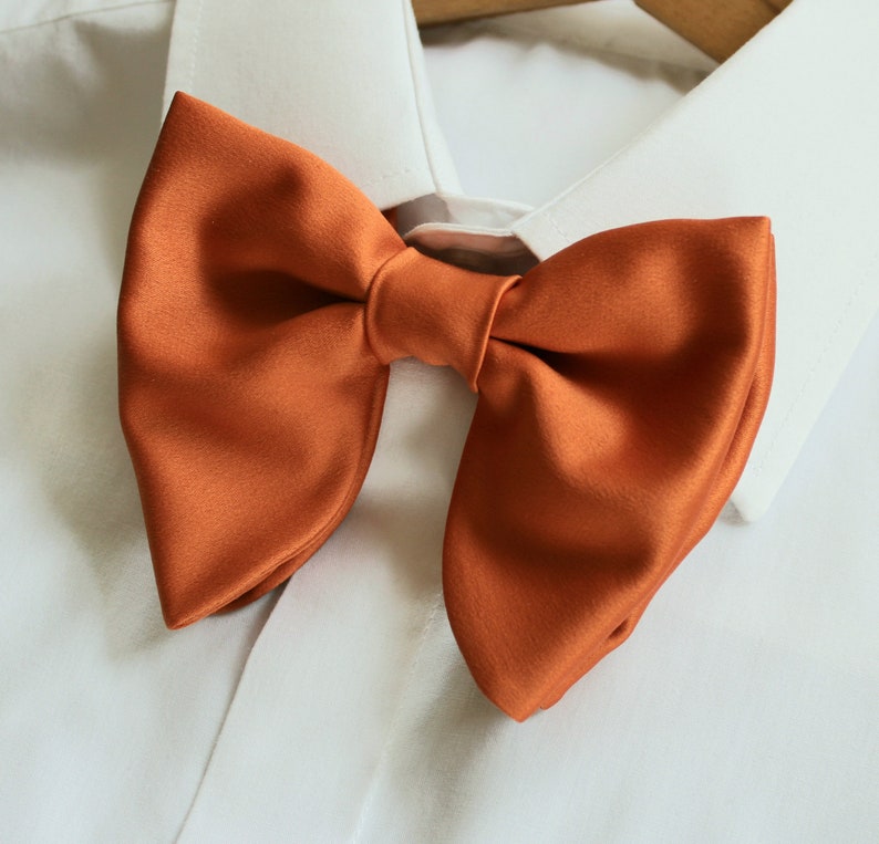 Butterfly Burnt Orange Bow Tie, Wedding Mens Bow Ties, Burnt Orange Bow Tie, Burnt Orange Oversized Bow Tie image 4