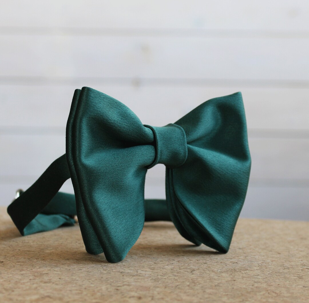 Emerald Green Bow Tie / Dark Green Bow Tie / Oversized Bow Tie for Men