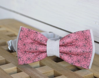 Dusty rose bow tie,  Dusty Rose Gray Bowtie, Wedding floral bow tie