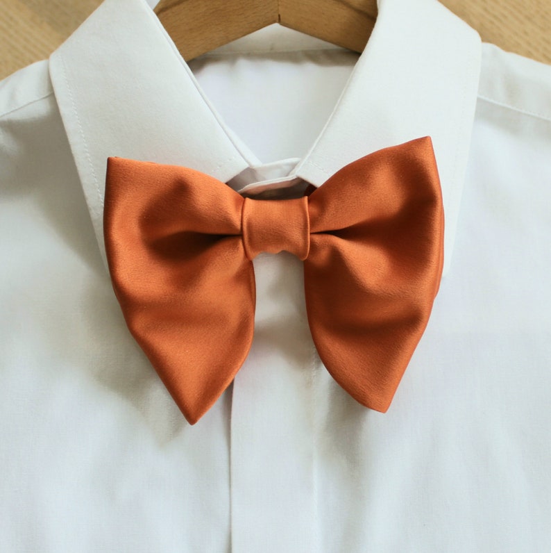 Butterfly Burnt Orange Bow Tie, Wedding Mens Bow Ties, Burnt Orange Bow Tie, Burnt Orange Oversized Bow Tie image 2