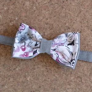 Bloemen vlinderdas, Vlinderdassen voor mannen, Roze Grijze vlinderdas, Bruidegom Bowtie, Bruiloft bruidegom bow tie