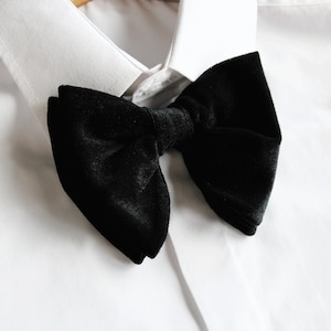 Noeud papillon surdimensionné en velours / Grand noeud papillon noir / Noeud papillon en velours pour mariage