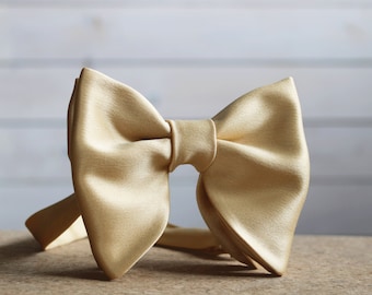 Champagne Gold Man's Oversized Bowtie Wedding Bowtie