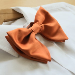 Butterfly Burnt Orange Bow Tie, Wedding Mens Bow Ties, Burnt Orange Bow Tie, Burnt Orange Oversized Bow Tie image 3