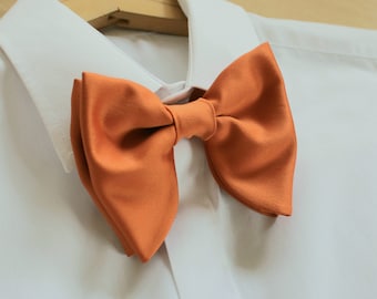 Pajarita naranja quemada mariposa, pajaritas para hombre de boda, pajarita naranja quemada, pajarita naranja quemada de gran tamaño