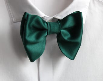 Papillon oversize pre-annodato in raso verde smeraldo – Papillon da matrimonio per uomo, accessorio formale per sposo