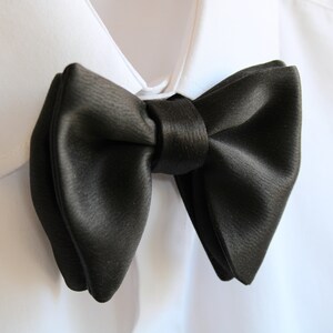 Black Oversized Self Bow Tie / Black Oversized Butterfly Bow Tie / Black Satin Big Bow Tie / Groomsmen Bow Ties / Wedding Bow Tie image 6