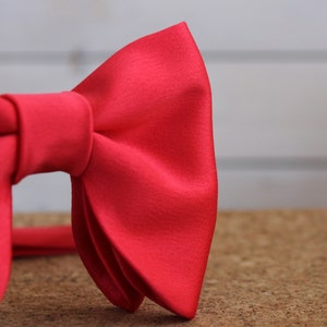 Bright Red Oversized Butterfly Bow Tie / Bright Red Satin Big Bow Tie / Groomsmen Bow Ties / Wedding Bow Tie