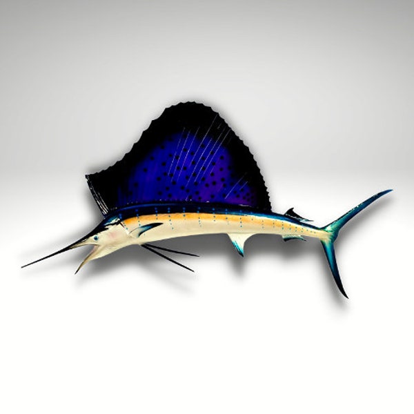 Stunning 58'' Sailfish Half-Side Fish Mount - Beautifully Painted and Ready to Hang!"