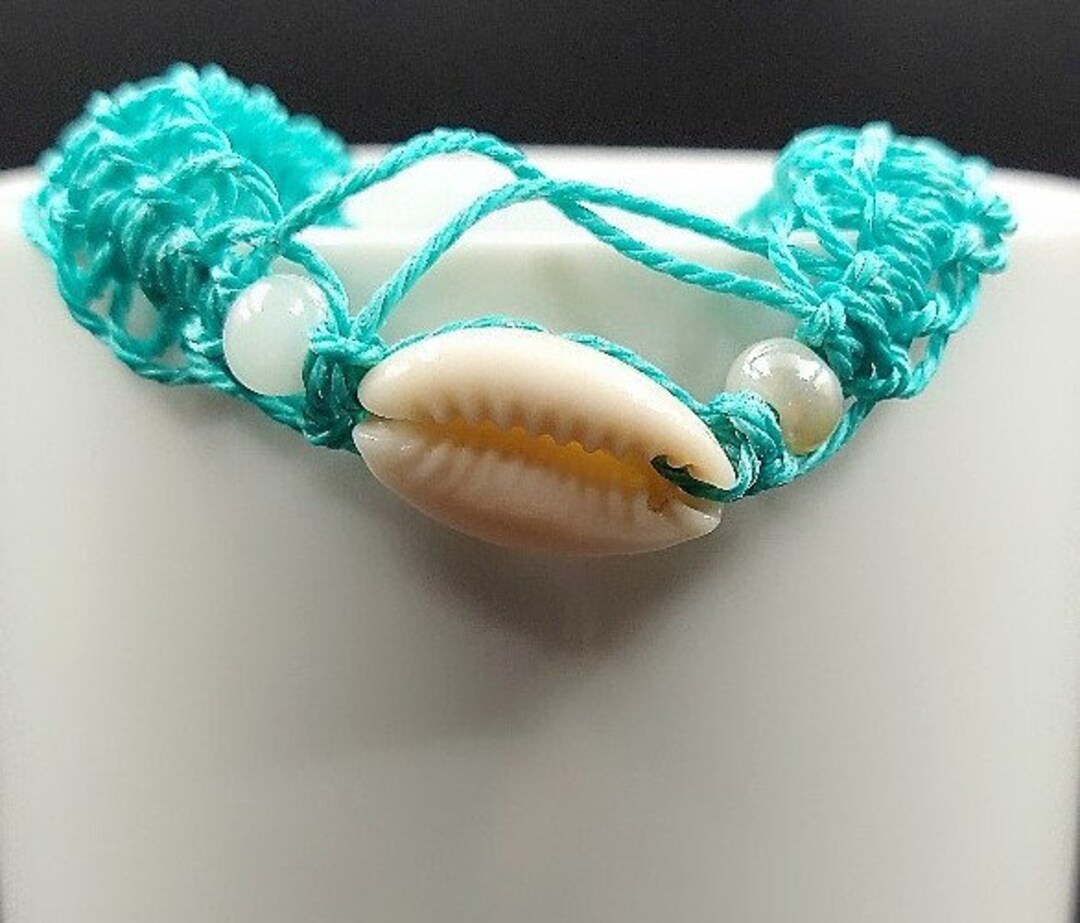 Cowrie Shell Bracelet, Nylon Thread Bracelet, Cowrie Shell Handwoven