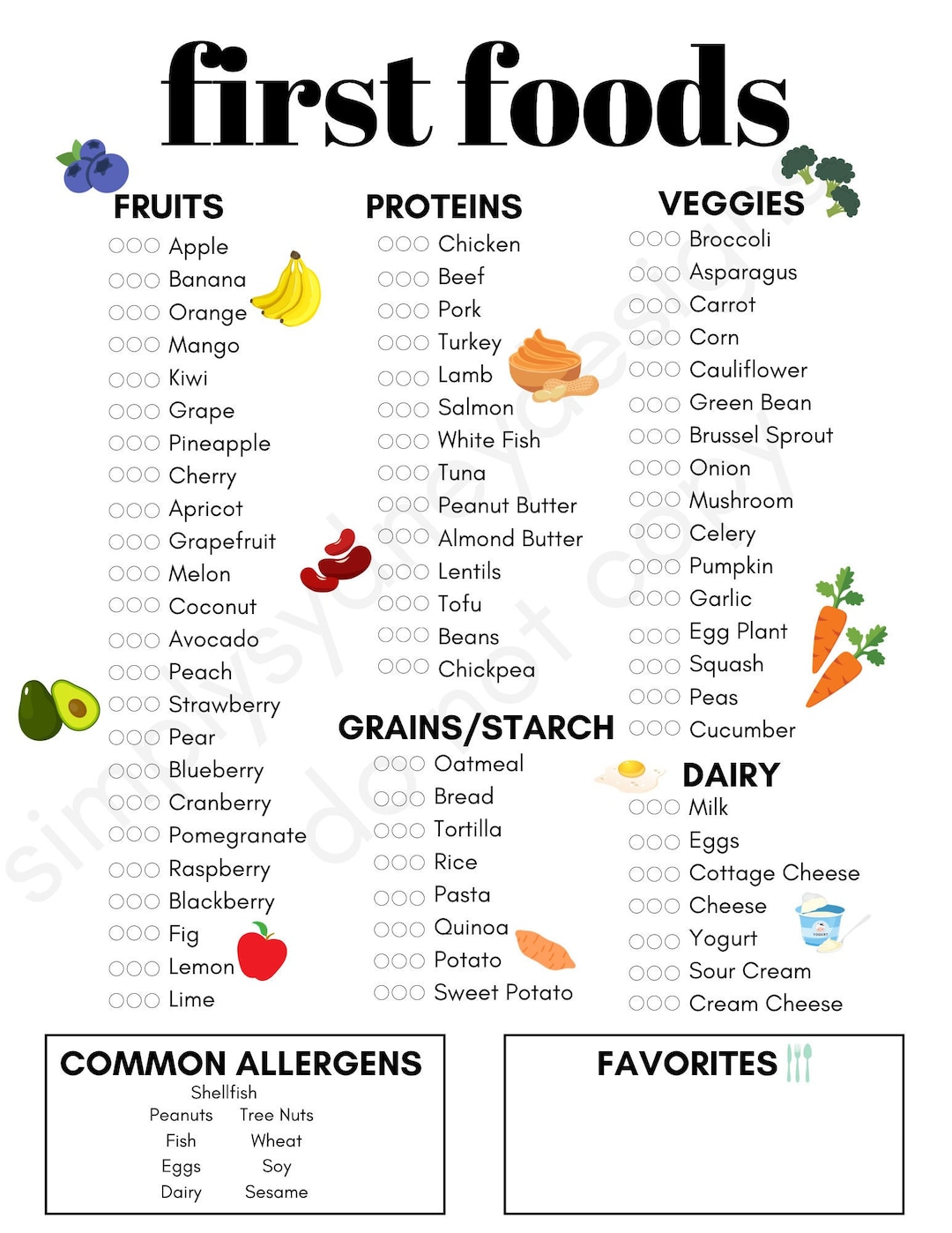 Baby First Foods Print *digital Download* - Etsy