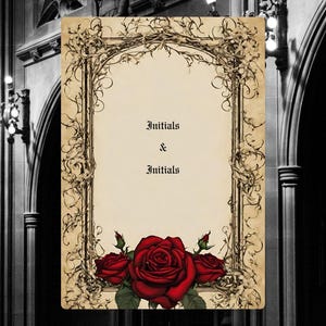 Gothic Vintage Red Rose Wedding Suite | Floral Rose Invitation Bundle | Dark Romantic Canva Templates | Editable Wedding Set image 9