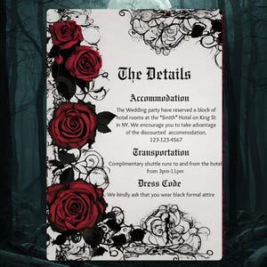 Gothic Red Rose Wedding Suite | Invitation Bundle | Dark Romantic Canva Templates | Editable Wedding Set, Goth Inspiration image 6