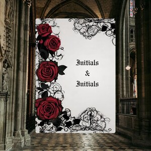 Gothic Red Rose Wedding Suite | Invitation Bundle | Dark Romantic Canva Templates | Editable Wedding Set, Goth Inspiration image 8