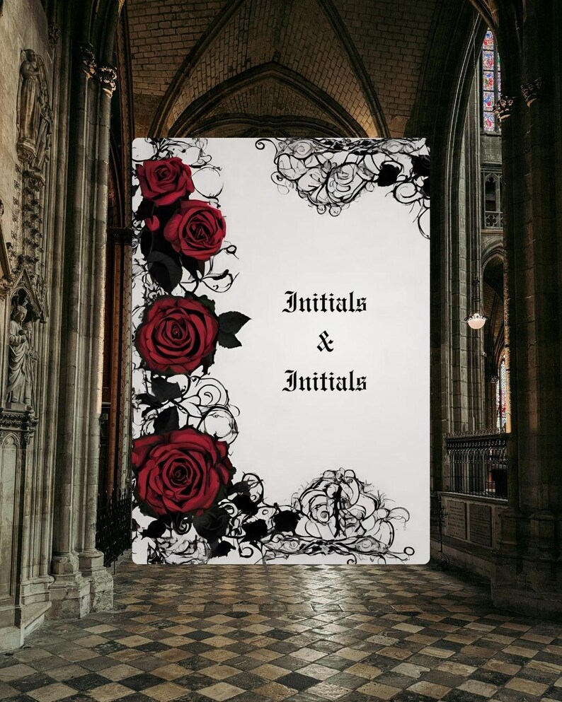 Gothic Red Rose Wedding Suite | Invitation Bundle | Dark Romantic Canva Templates | Editable Wedding Set, Goth Inspiration image 8