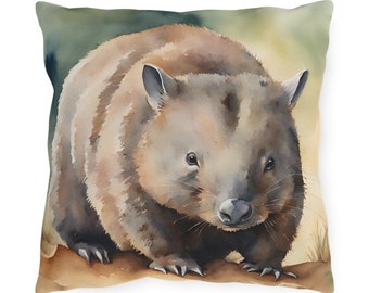 Outdoor Kissen Australian Animal Themed, Aquarell Wombat