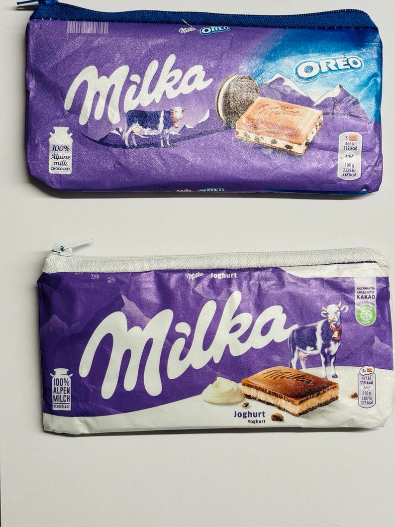 Geldbörse aus recycelter CHOCOLATE MILKA Tasche Handgemachtes umweltfreundliches Geschenk Stifteetui oder Kosmetiktasche Bild 9