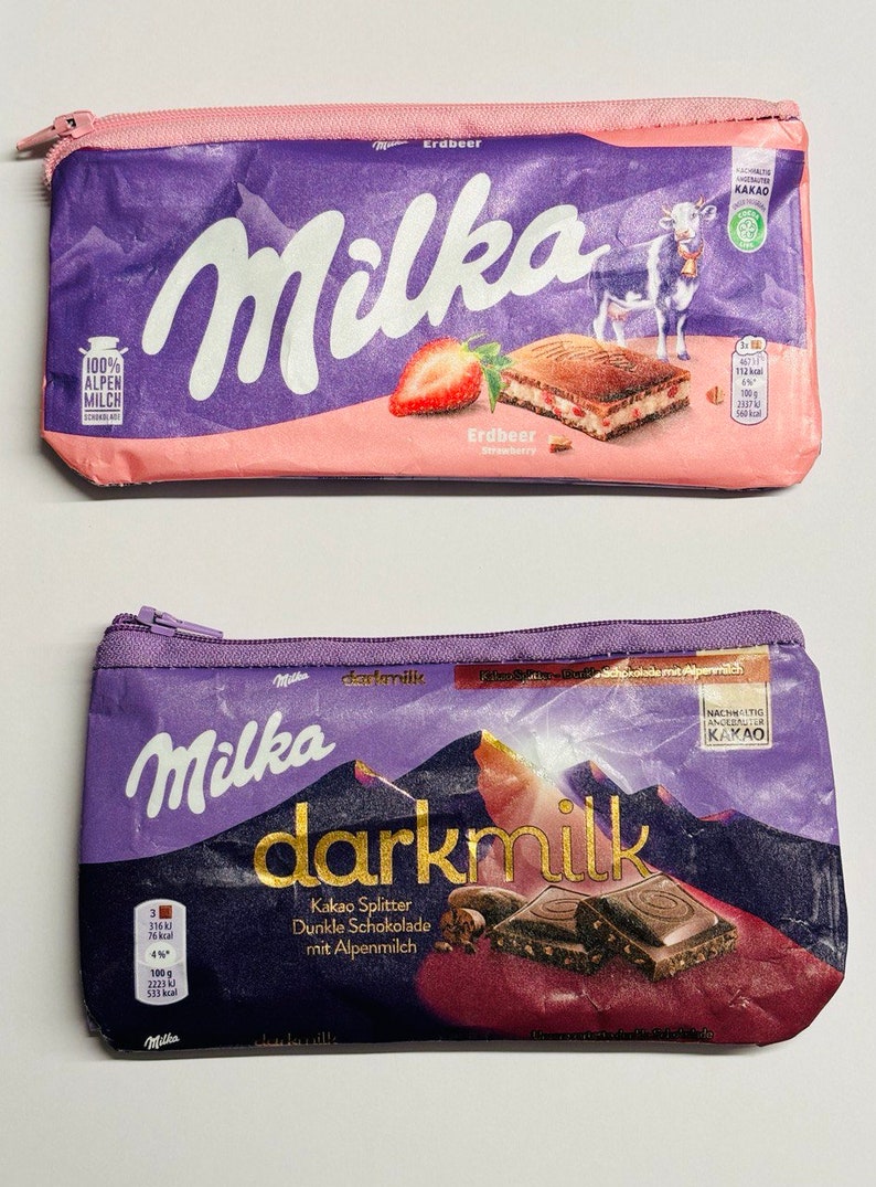 Geldbörse aus recycelter CHOCOLATE MILKA Tasche Handgemachtes umweltfreundliches Geschenk Stifteetui oder Kosmetiktasche Bild 8