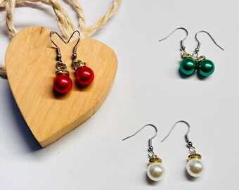 Weihnachtsbaumkugeln Ohrringe | Festlicher Ornament Schmuck | Geschenk für Sie | Weihnachts Ohrringe | Weihnachtsmarkt-Stil