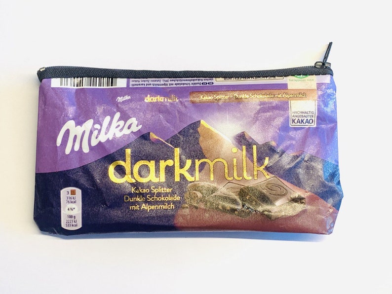 Geldbörse aus recycelter CHOCOLATE MILKA Tasche Handgemachtes umweltfreundliches Geschenk Stifteetui oder Kosmetiktasche Bild 6