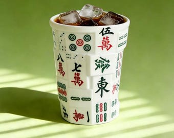 Taza de cerámica hecha a mano para jugar al Mahjong, taza de café para jugadores, regalo