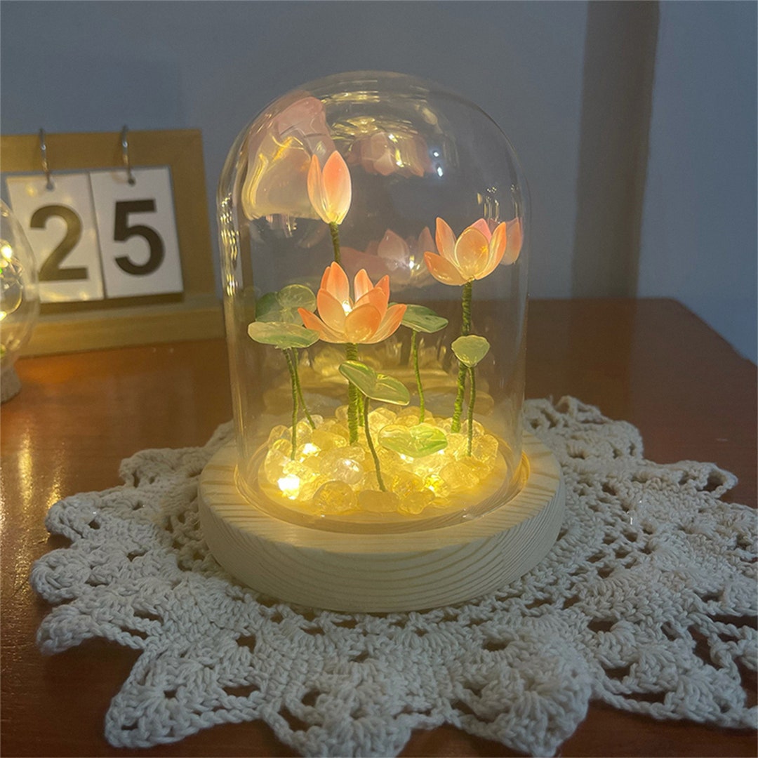 DIY Flower Lamp Handmade Flower Bedside Lamp Flower Night Etsy