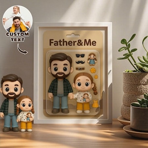 Custom Photo Cartoon Style Frame, Fully Body Custom Action Figure Toy Box, Cartoon Style Figure Portraits Decorations Flat Printed Image