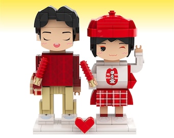 Couple Full Body Custom Mini figures Small Particle Block Toy, Personalized Brick, Custom Brick Mini Figures, Gift For Boyfriend