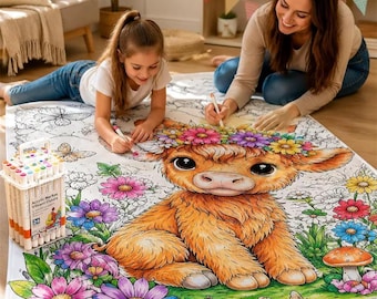 Manta para colorear DIY con 24 marcadores lavables para tela gratis. Kit de manualidades para colorear tu propia tela. Actividad familiar, relajación y regalo para aliviar el estrés.