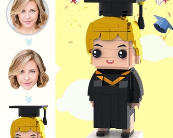 Figura de ladrillo con cabeza personalizada, regalo de graduación personalizado