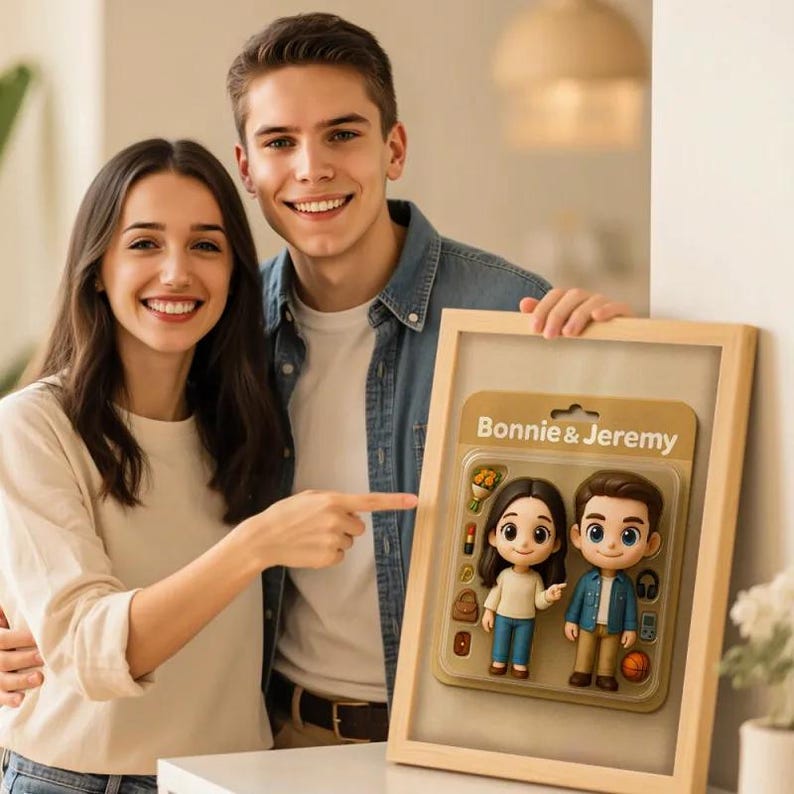 Custom Cartoon Photo Frame: Personalized Action Figure Display - Etsy