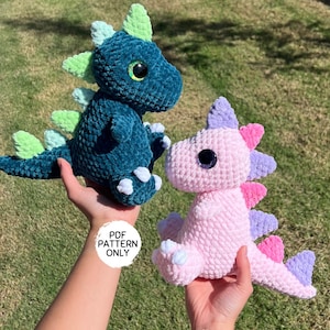 Dinosaur Crochet Pattern Beginner Friendly Amigurumi Dino T-Rex Stuffed Animal PDF Download / Dylan the Dino