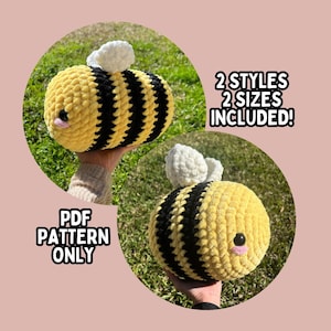 PATTERN Crochet Bee Plushie PDF Download Two Sizes Beginner