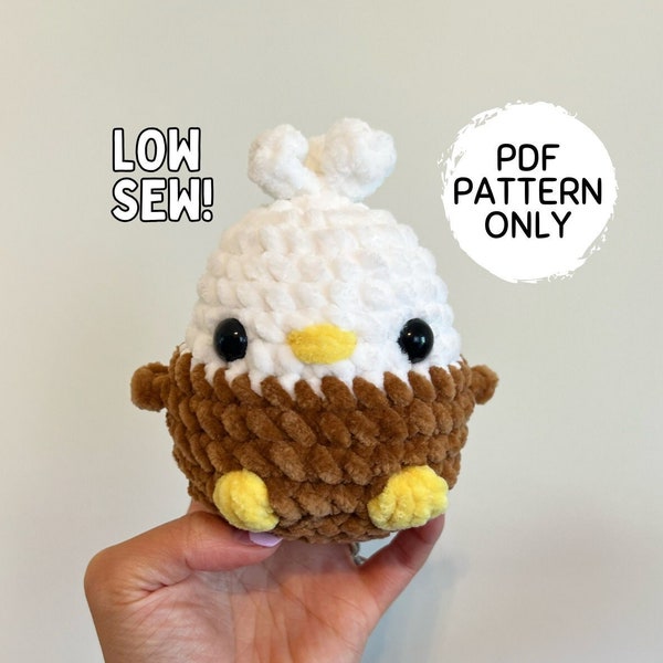 Crochet Eagle Pattern LOW SEW Bird Mini Baby Eagle Stuffed Animal PDF Download Amigurumi