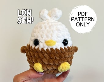 Crochet Eagle Pattern LOW SEW Bird Mini Baby Eagle Stuffed Animal PDF Download Amigurumi