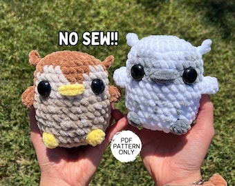 Crochet Baby Owl Pattern NO SEW Mini Owl Bird Owls Stuffed Animal Amigurumi PDF Download Cute Beginner Friendly