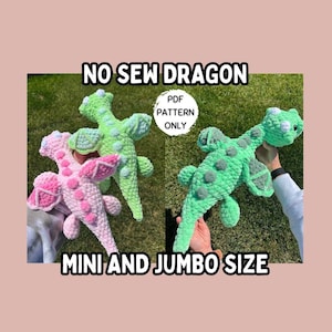 Crochet Dragon Pattern NO SEW, Download Amigurumi PDF Stuffed Animal Dragon Plushie image 2