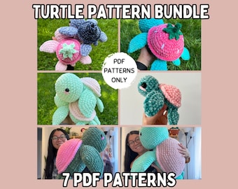Crochet Turtle Pattern Bundle | 7 PATTERNS INCLUDED, PDF Download Beginner Friendly Amigurumi Stuff Animal Sea Turtle Plushie
