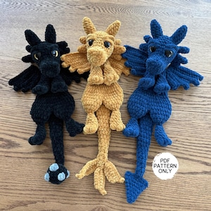 Crochet Dragon Snuggler Pattern Morningstartail Feathertail Daggertail 3-in-1 Dragons Download Amigurumi PDF Stuffed Animal Plushie Book