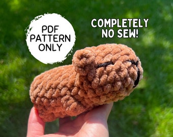 Crochet Capybara Pattern NO SEW PDF Download Mini Capybara Keychain Baby Amigurumi Beginner Friendly