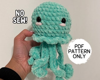 Crochet Jellyfish Pattern NO SEW Amigurumi Mini Beginner Friendly PDF Download