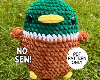 Jumbo Mallard Crochet Pattern NO SEW Beginner Friendly Amigurumi Stuffed Animal PDF Download