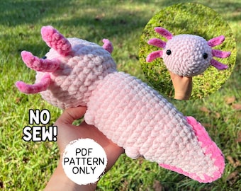 Patrón Ajolote de Ganchillo SIN COSER Ajolote Grande PDF Descargar Amigurumi Peluche