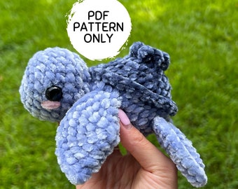 Crochet Mini Blueberry Turtle Pattern PDF Download Beginner Friendly Amigurumi Stuff Animal Baby Sea Turtle Plushie