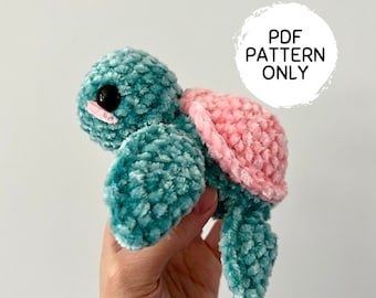 Crochet Mini Turtle Pattern PDF Download Beginner Friendly Amigurumi Stuff Animal Baby Sea Turtle Plushie
